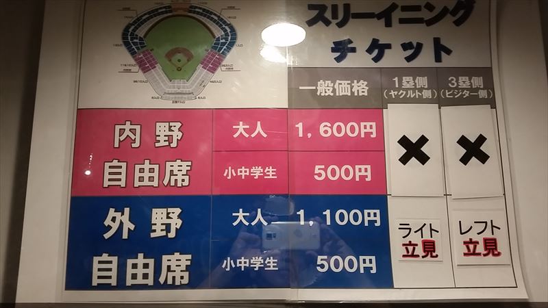 3イニングチケット価格