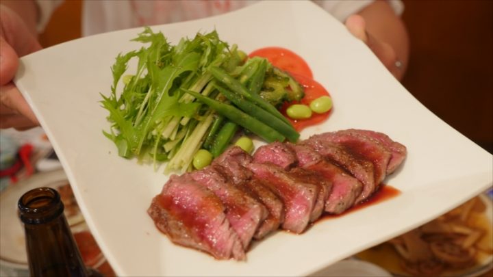 常陸牛のステーキです。肉の歯ごたえも良く、ソースも肉の良さを殺さずに食べられるものでした